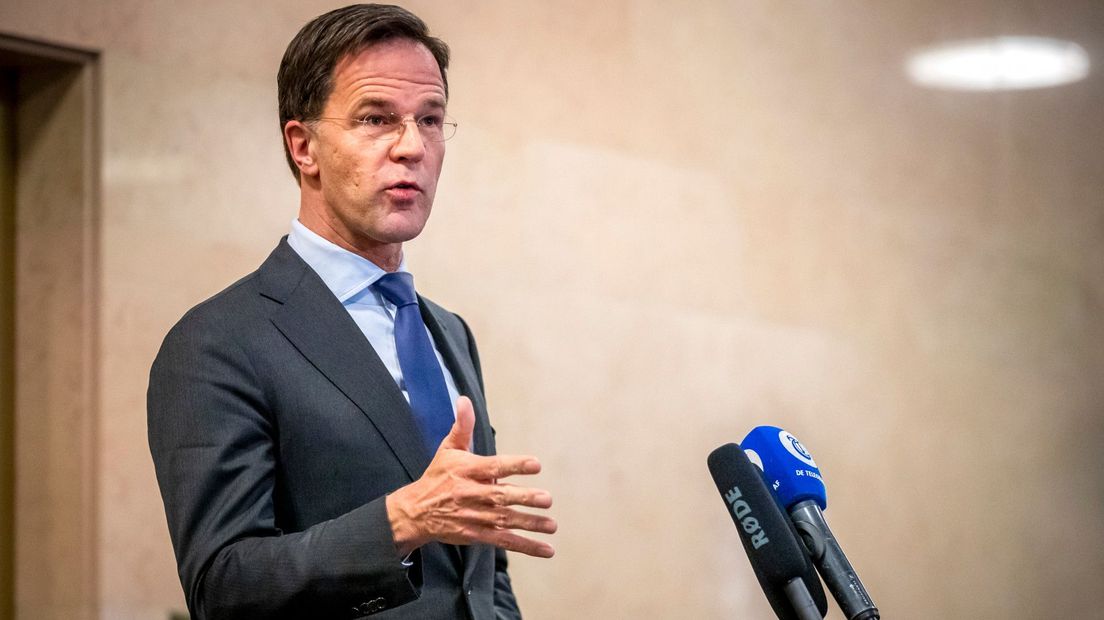 Premier Rutte sprak woensdag de pers toe na het kabinetsoverleg.