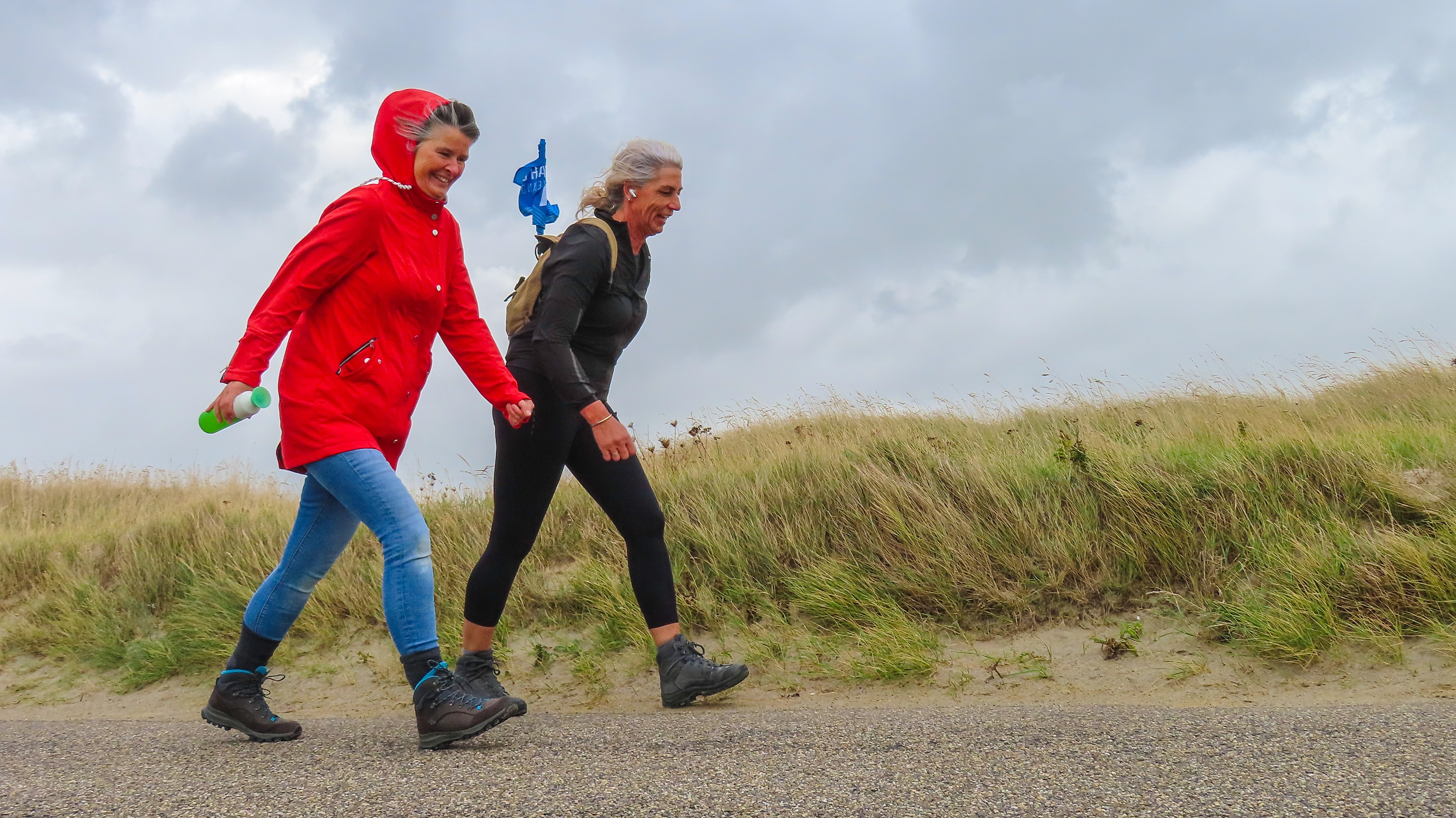 Vechten tegen de wind op de wandelmarathon vorig jaar