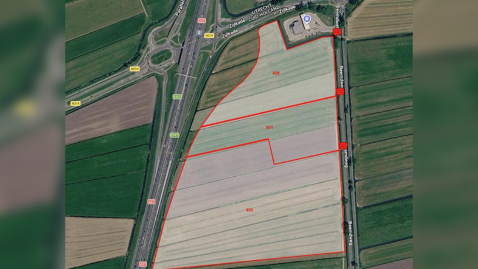 De locatie waar het nieuwe azc in Hoogblokland moet komen.