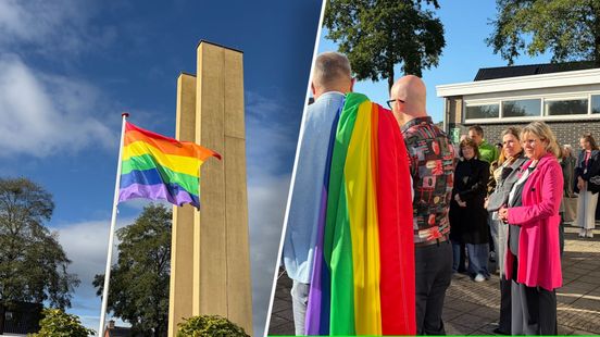 Regenboogvlag gaat onder luid applaus de lucht in: 'Dit is Oldebroek'