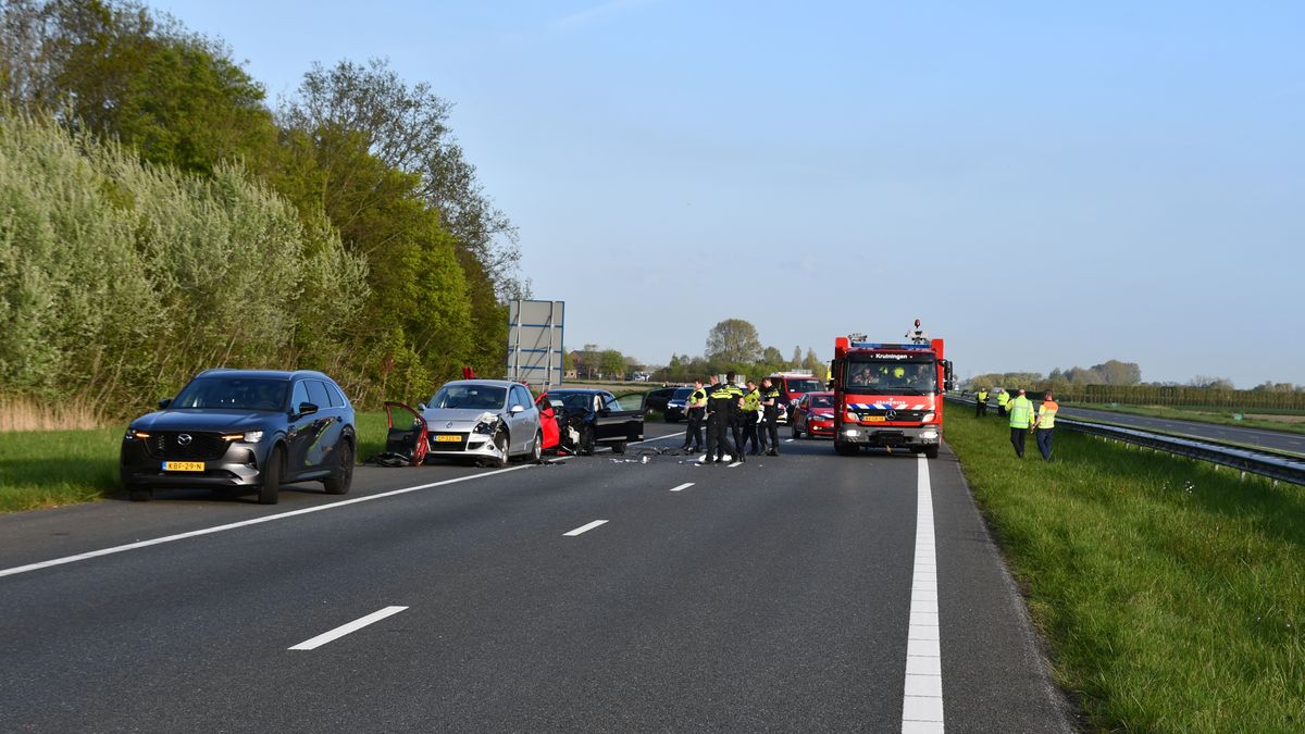 Botsing met drie auto's op A58