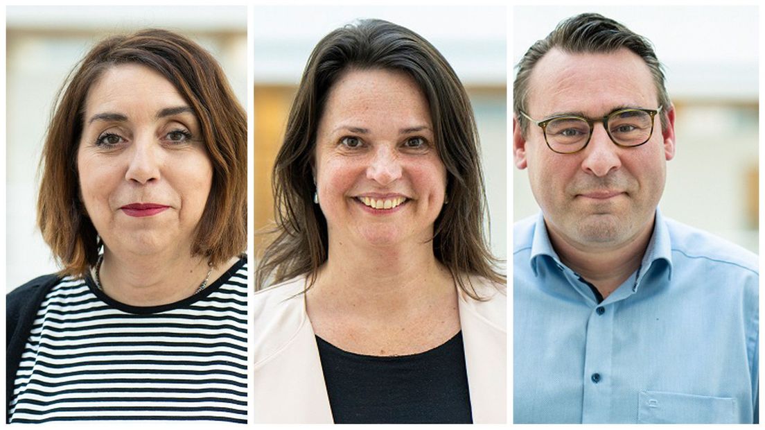 Fatima Faïd, Marieke van Doorn (D66) en Richard de Mos (Hart voor Den Haag)