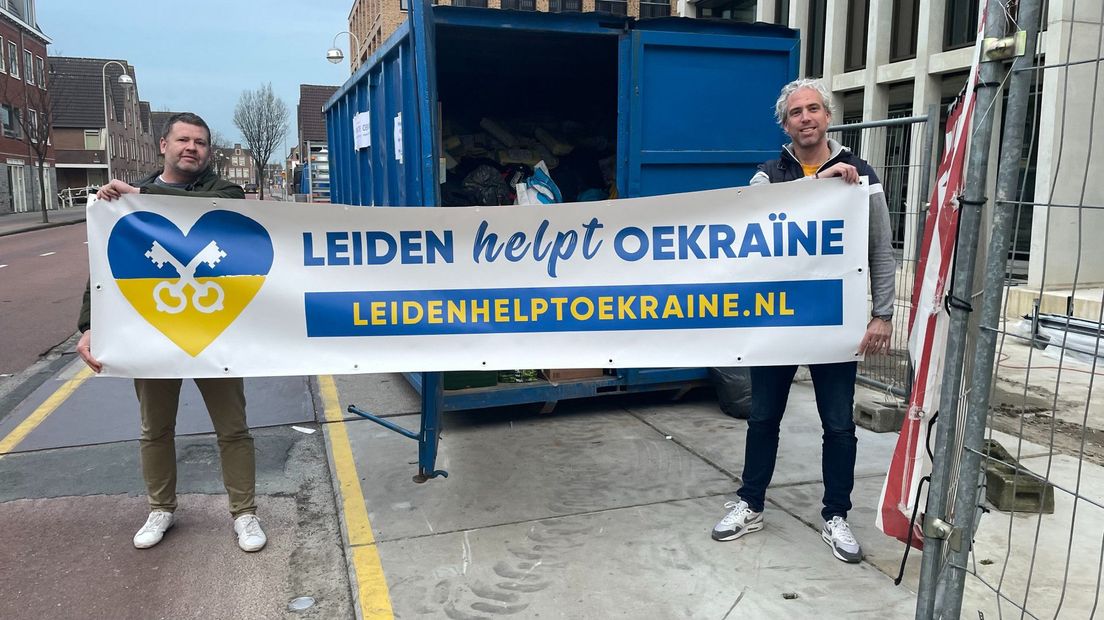 Volle containers voor 'Leiden helpt Oekraine'