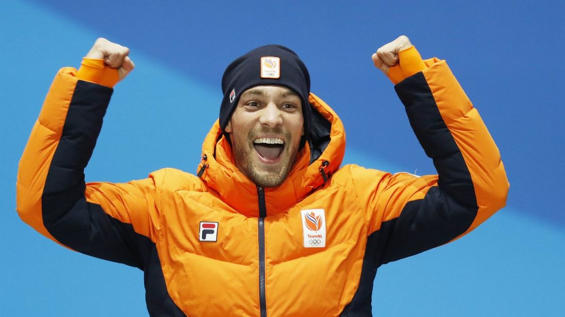 Kjeld Nuis straalde op het Medal Plaza.