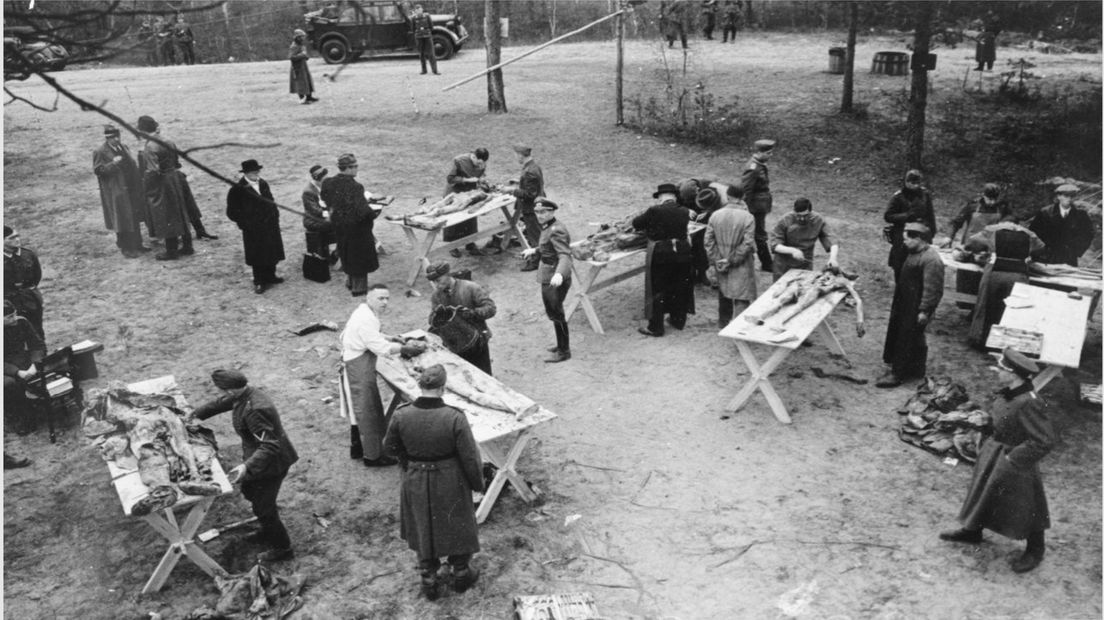 De internationale commissie aan het werk in Katyn