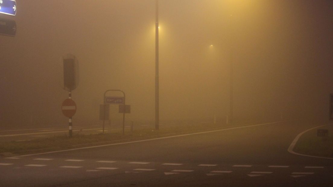 Code geel voor dichte mist in Overijssel (foto ter illustratie)