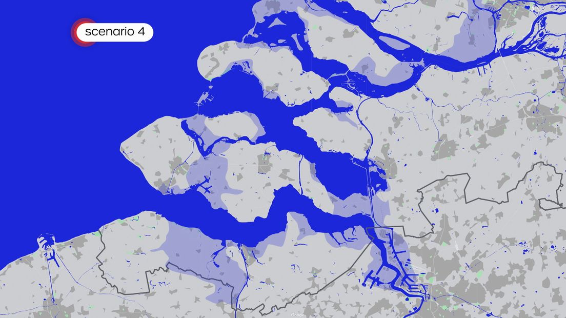 Kaart scenario 4 zeespiegelstijging