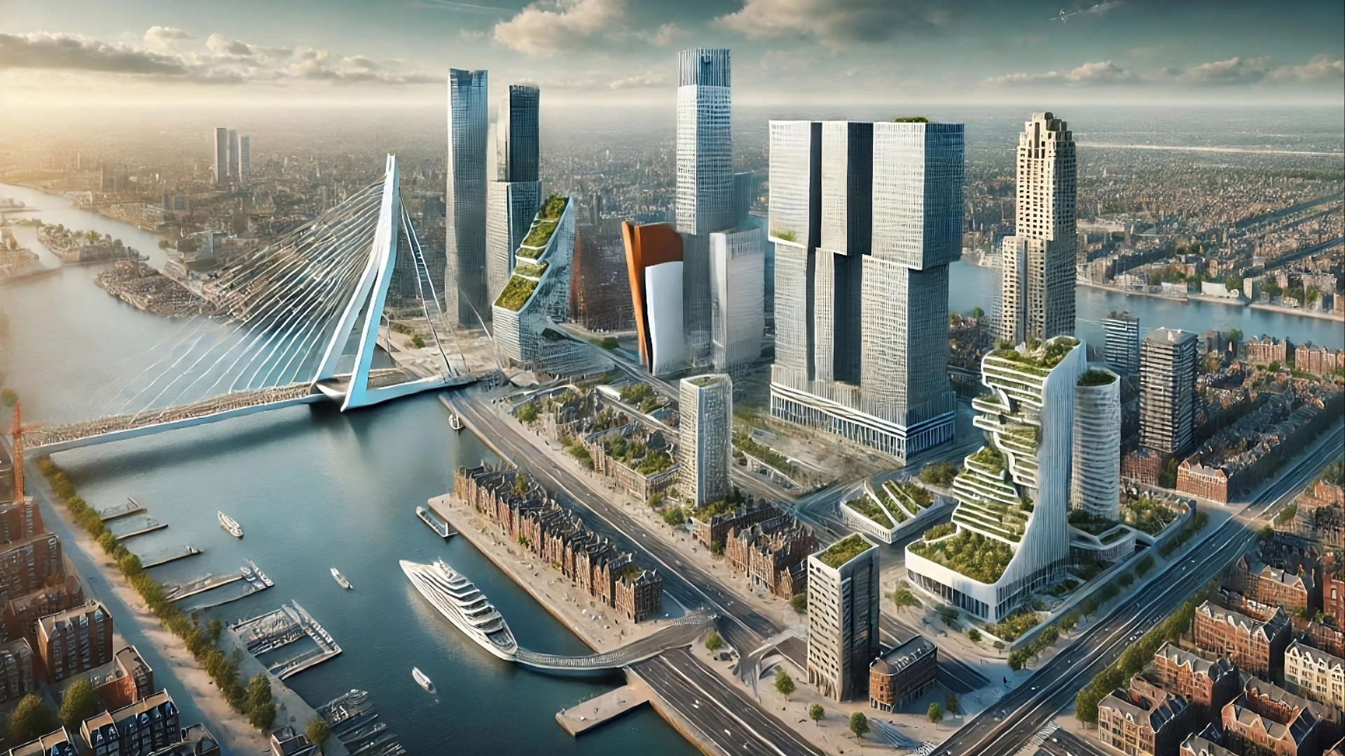 De voorspelling van AI is misschien niet helemaal accuraat, maar heeft wel interessante ideeën als futuristische flats en groene daken