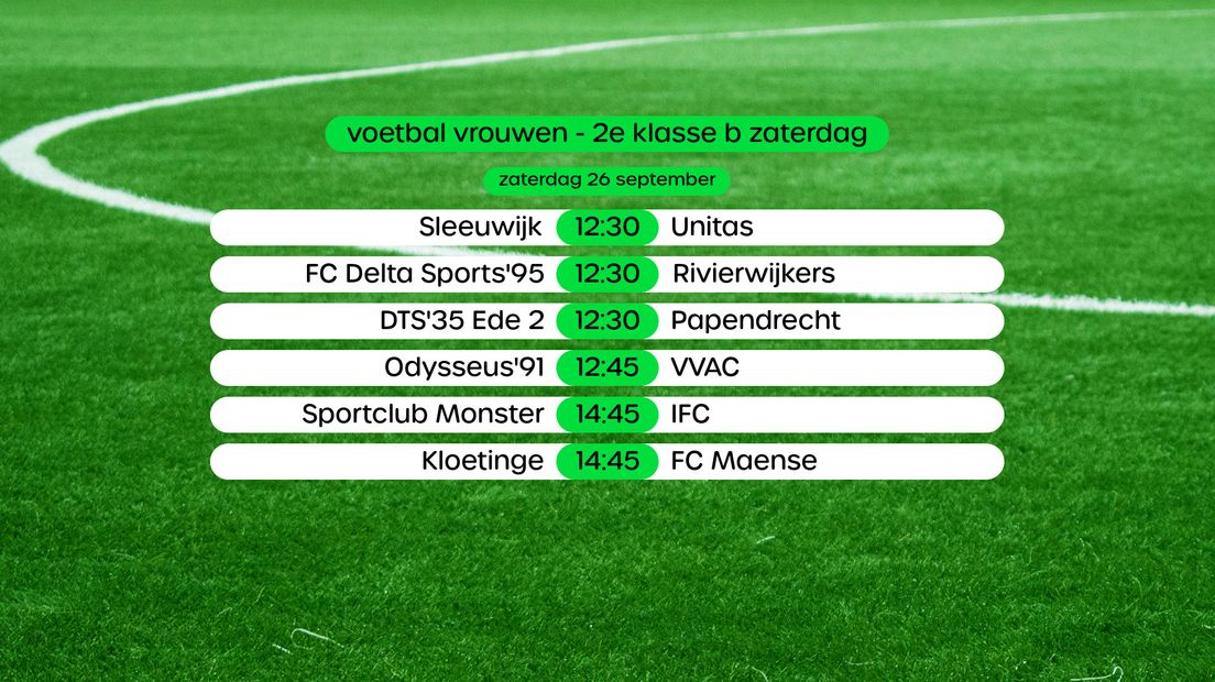 Programma 2e klasse B zaterdag vrouwen, swipe voor stand
