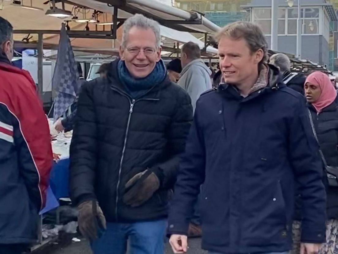 Paul van de Laar (links) en Peter Scholten op de Afrikaandermarkt
