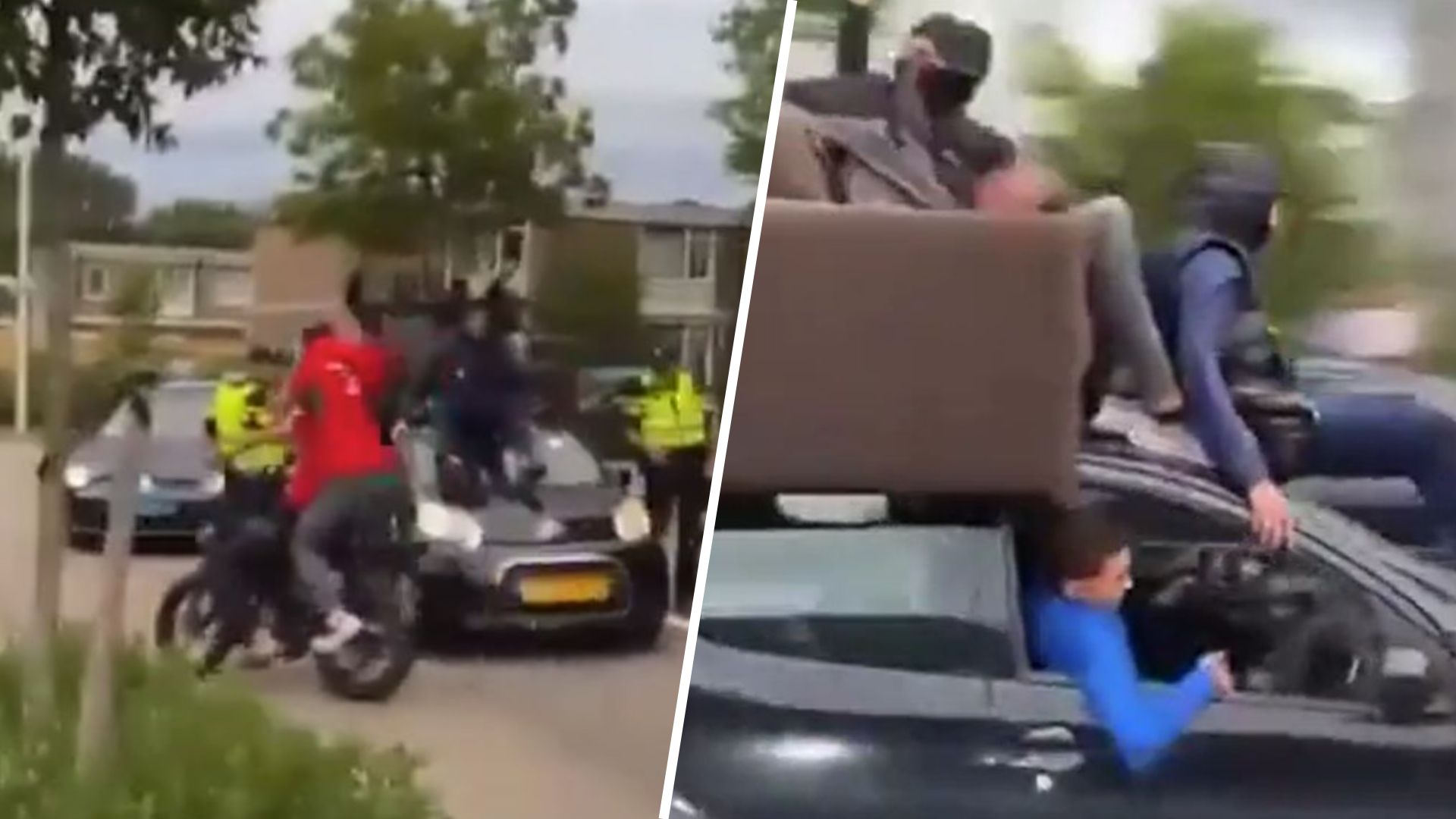 Politie weerspreekt kritiek na viraal filmpje met bank op autodak in Overvecht