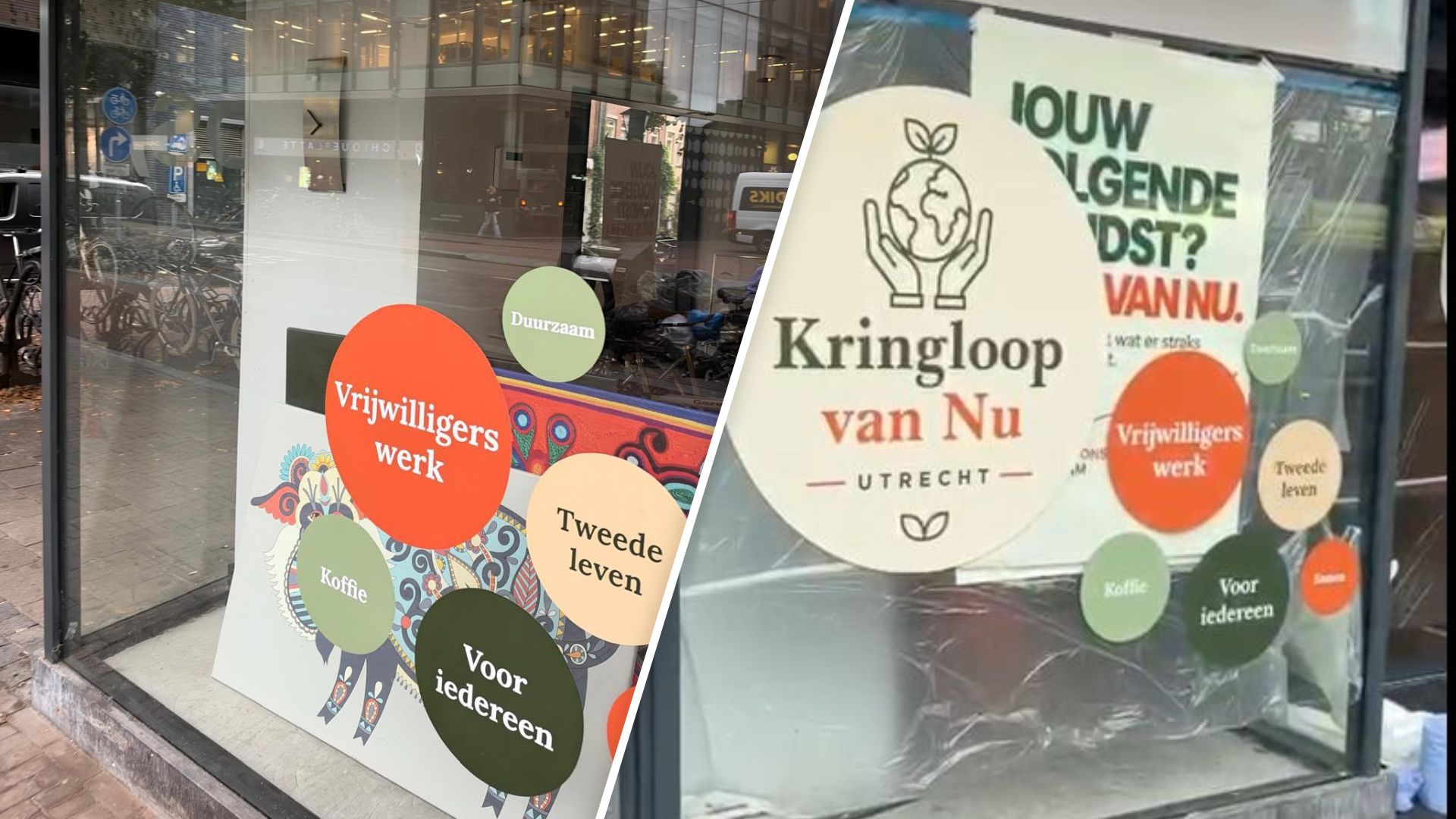 Logo gloednieuwe kringloopwinkel in hartje Utrecht gestolen. 'Wie doet dat nou?'