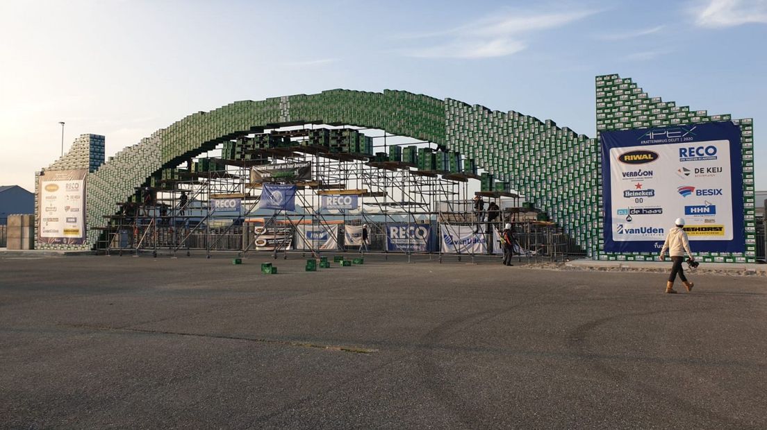 De bierkrattenbrug vlak voordat hij instortte