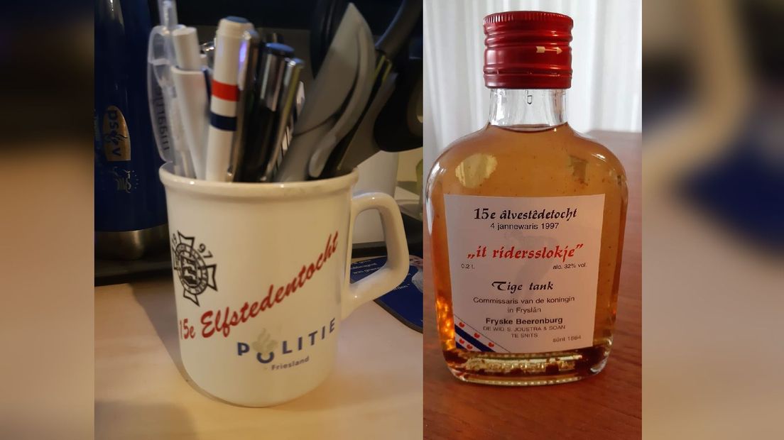 Chantal Westerhoff heeft nog een mok en een flesje Beerenburg als herinnering aan de vijftiende Elfstedentocht op 4 januari 1997