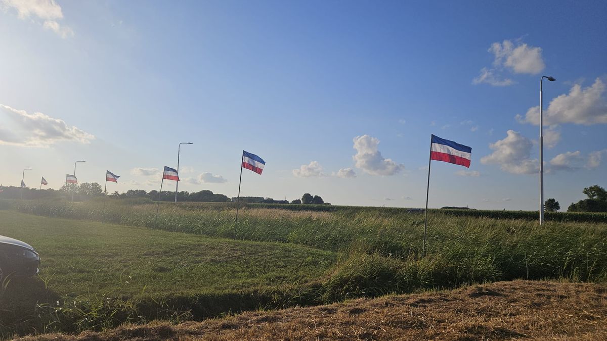 Boeren hangen twintig omgekeerde vlaggen langs de A58