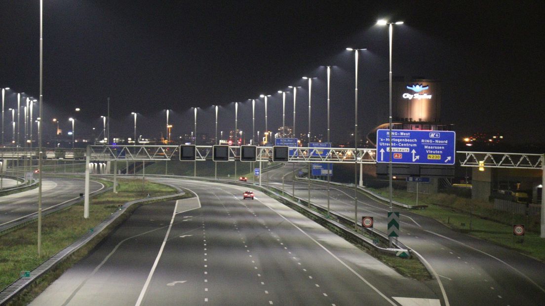 Op de A2 reed gisteravond bijna niemand.