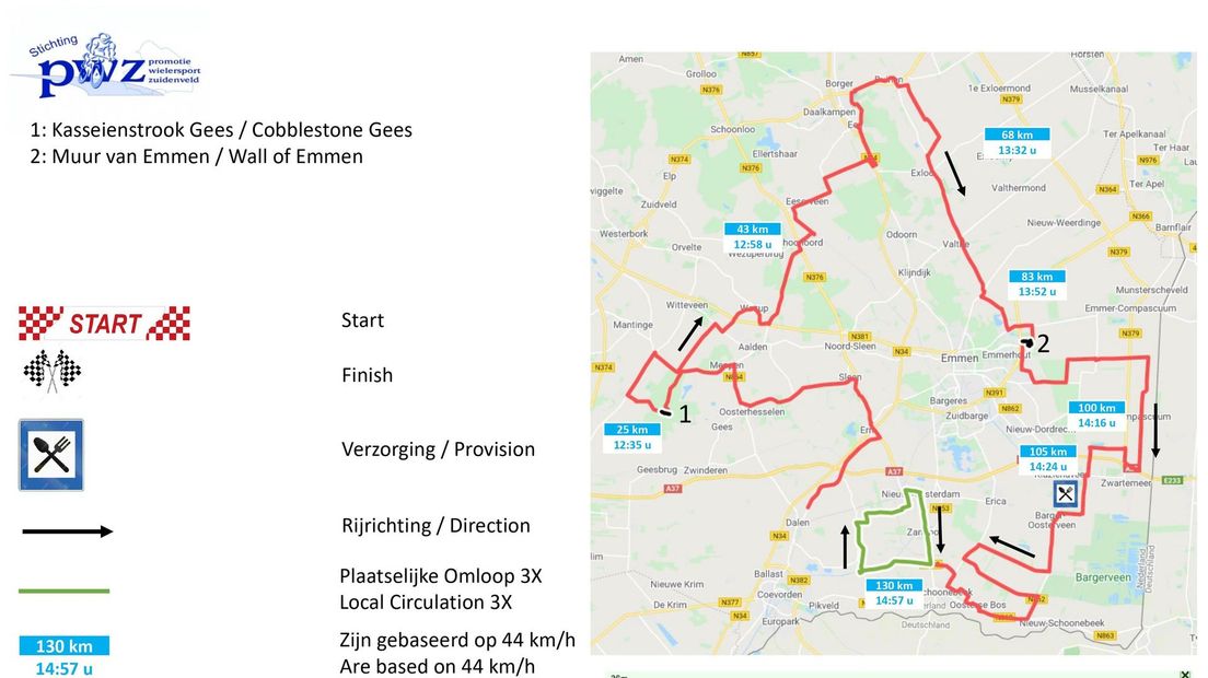 Route PWZ Zuidenveldtour 2021