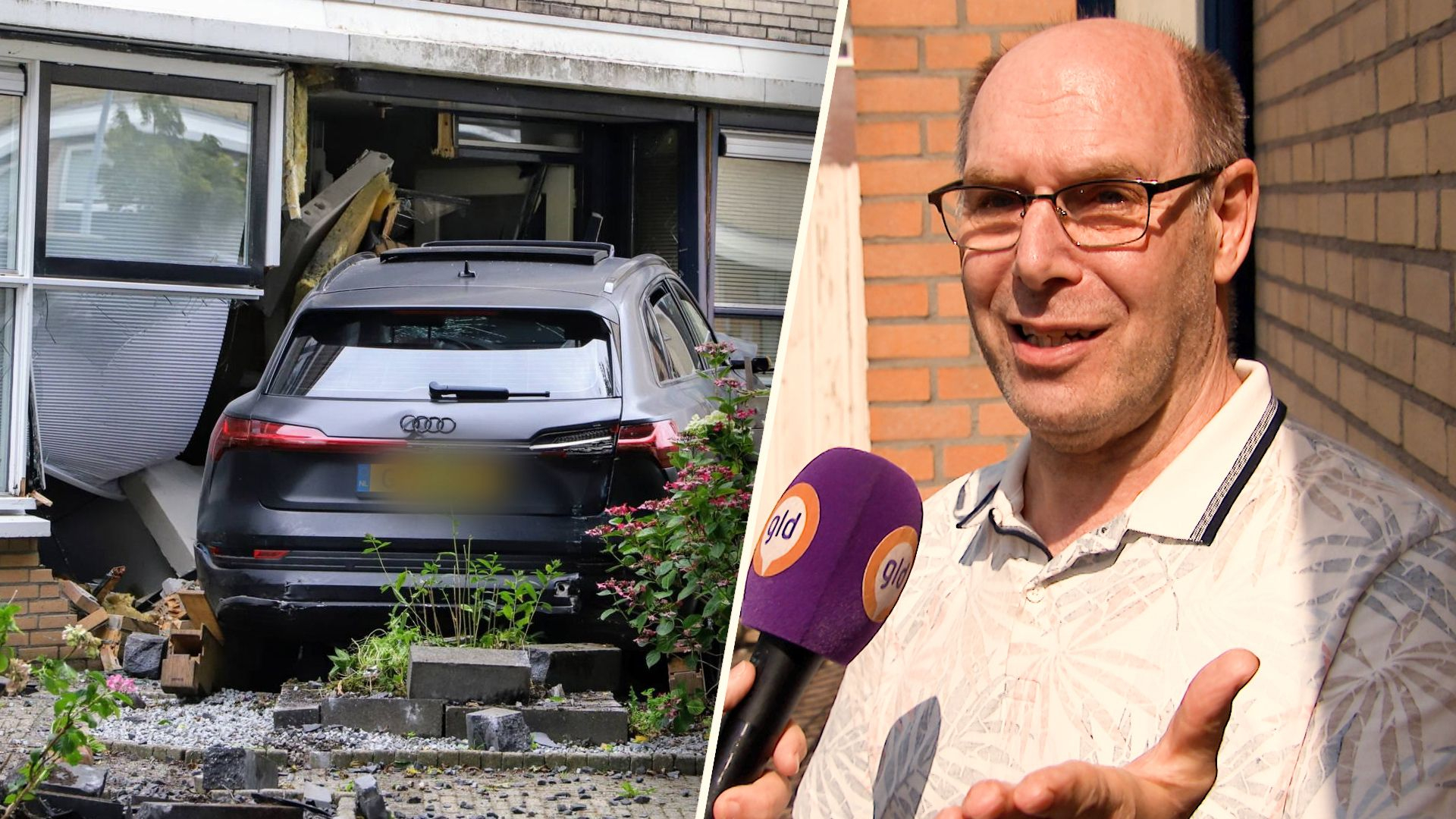 Auto botst tegen woning in Tiel.