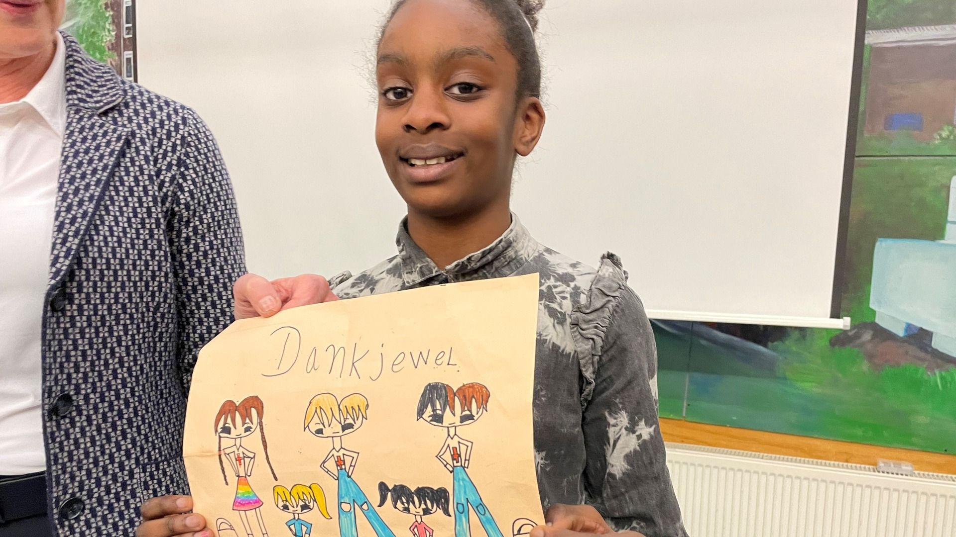 Djahzeelah is blij met haar tas