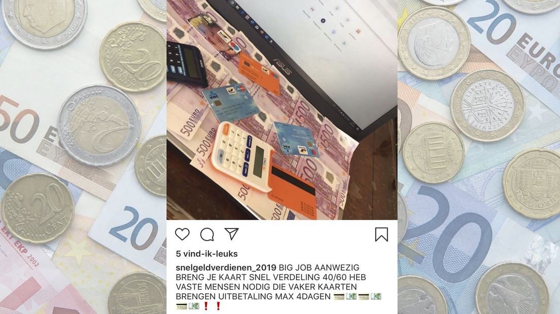 Jongeren worden onder meer via Instagram geronseld als geldezel
