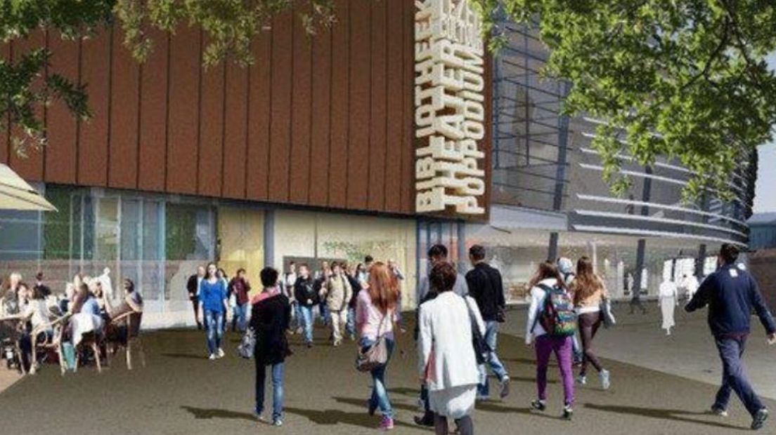 Een impressie van hoe de Huiskamer van de Stad er aan het Wilminkplein uit zou komen te zien.