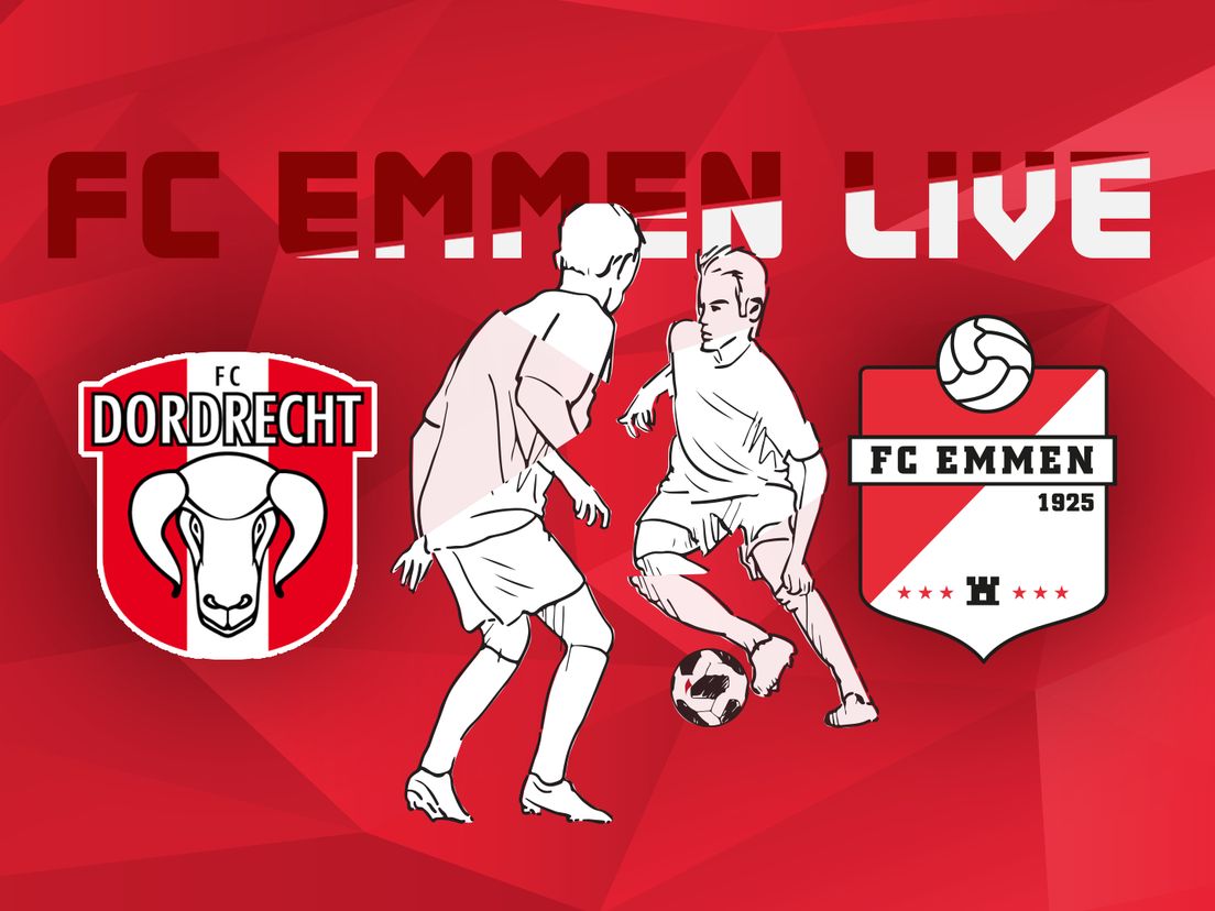 FC Emmen wint in Dordrecht en gaat naar de halve finale van de play-offs