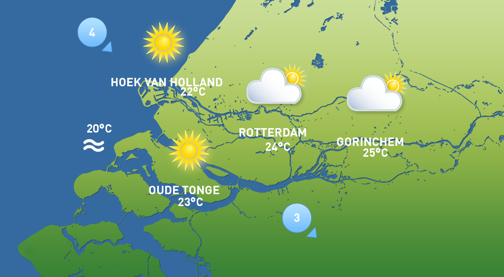 Het weer van maandag 29 juni.