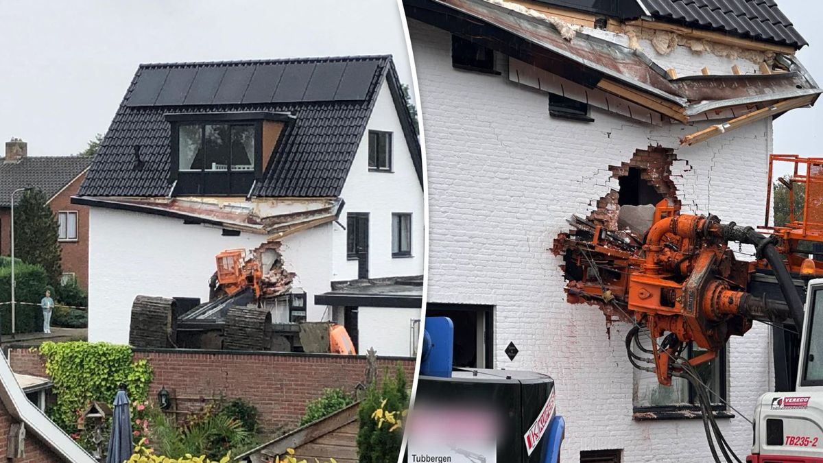 Heimachine valt om: gat in gevel van woning in Albergen
