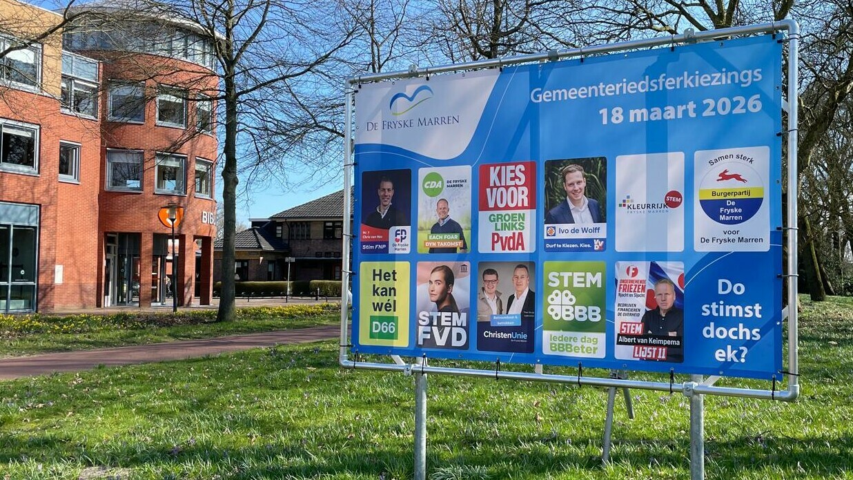 Posters voor de gemeenteraadsverkiezingen in De Fryske Marren