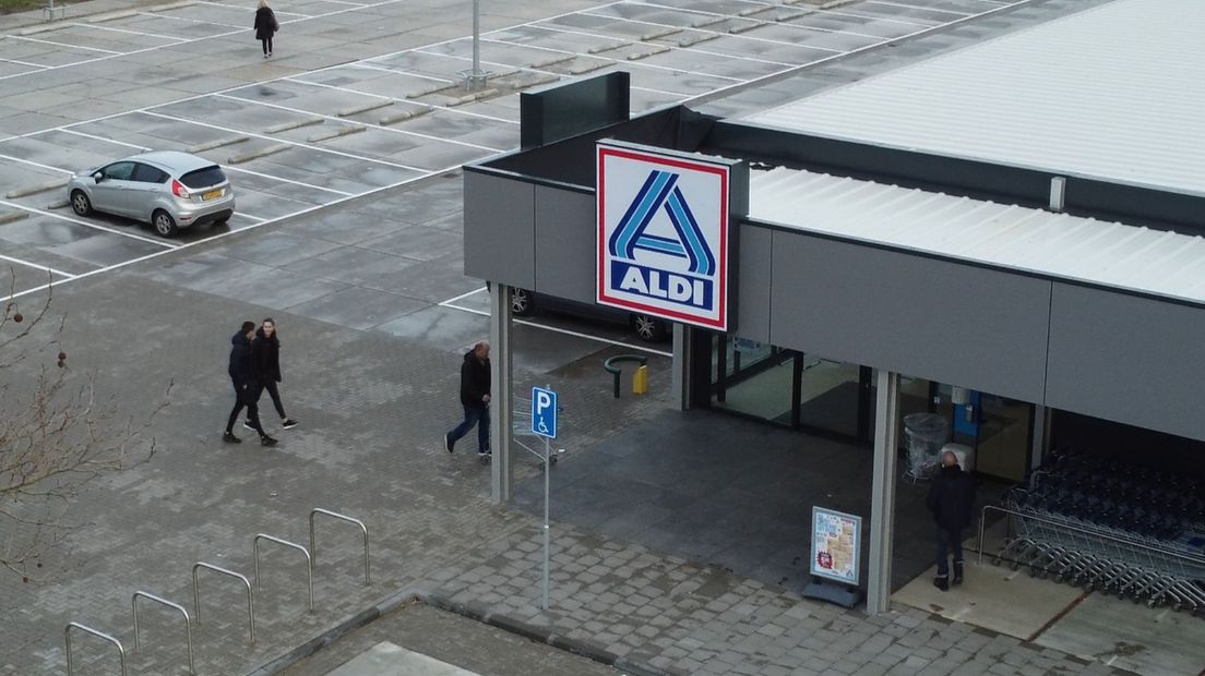 De tijdelijke supermarkt van Aldi in Blokhoeve-West