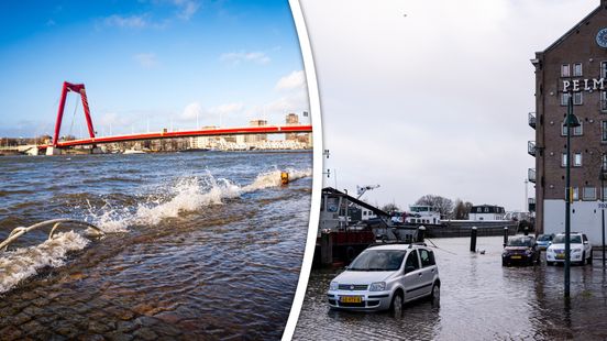 Hoogwater zorgt voor ondergelopen kades en afgesloten fietspad