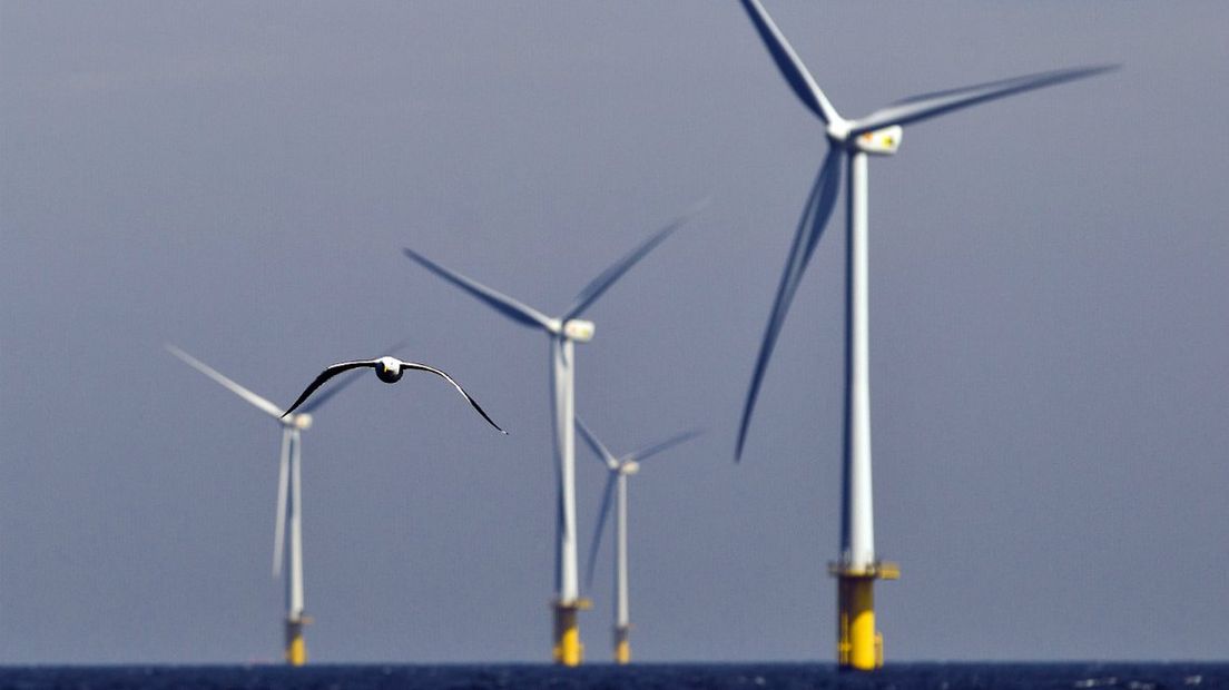 Windmolens op zee bij Noordwijk