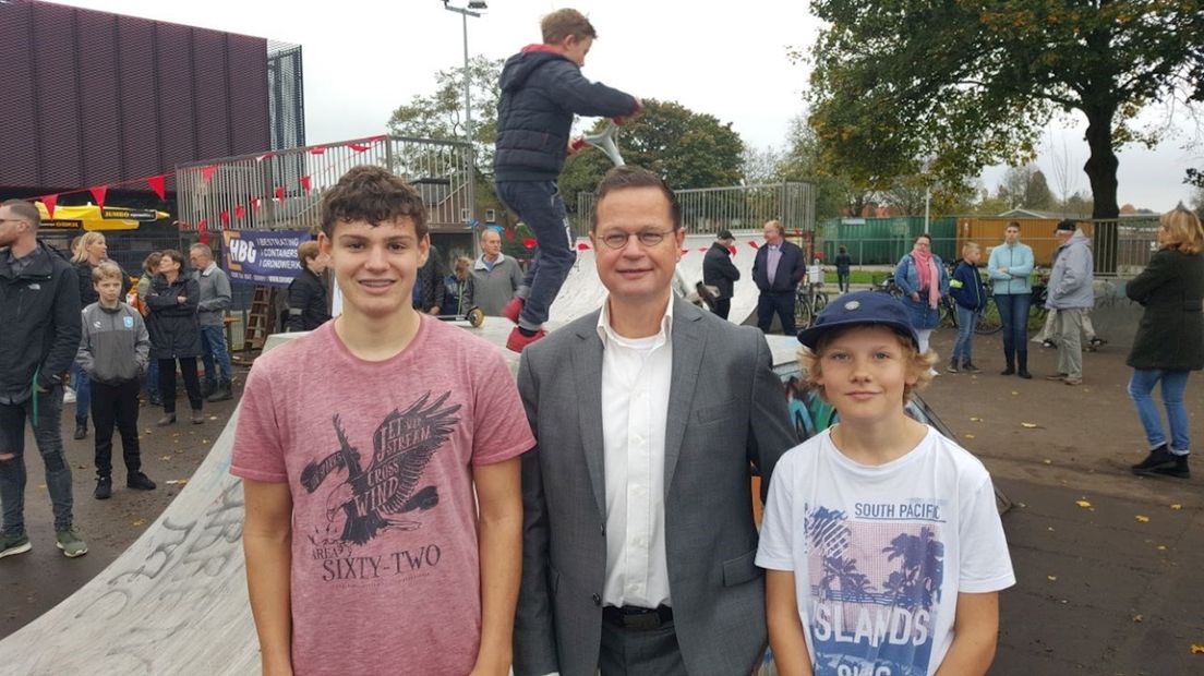 Mitchell, wethouder Van Zwanenburg en Daan