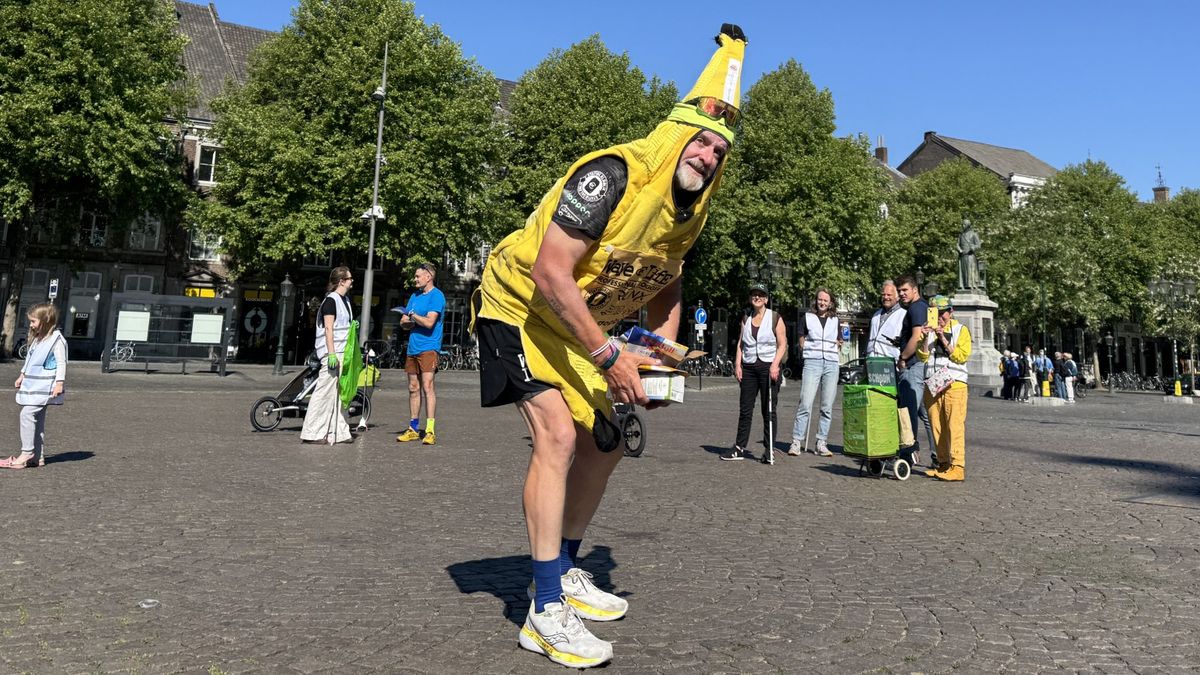 Marathon in kostuum tegen zwerfafval: 'Auw banaan, raap dae rotzooi op'