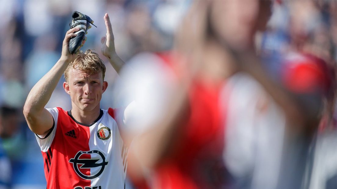Dirk Kuijt na het behalen van de landstitel met Feyenoord.