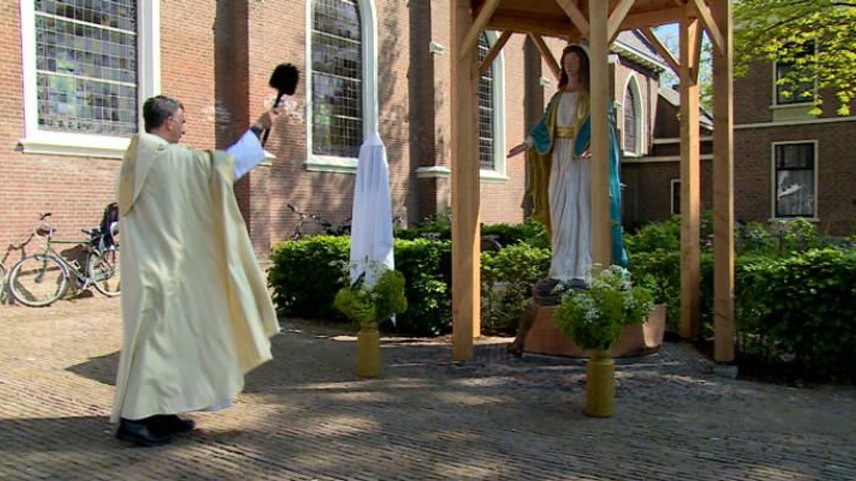 Een 150 jaar oude beuk keert terug als Mariabeeld in Ovezande