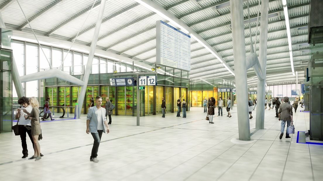 Zo moet het nieuwe scherm op Utrecht Centraal eruit gaan zien.