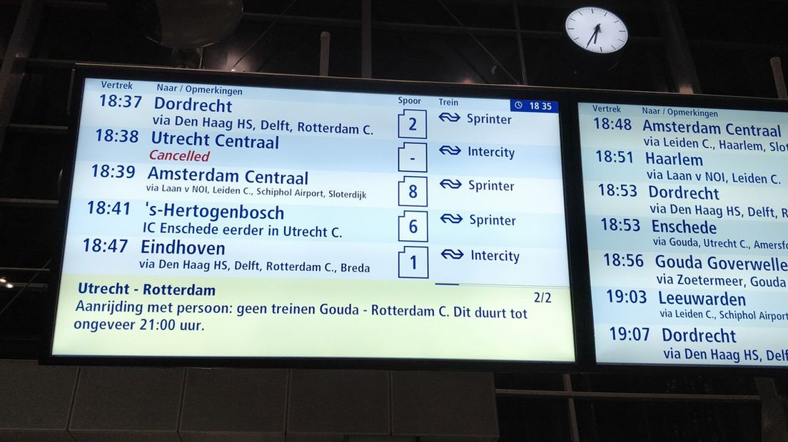 Vertrektijden op Den Haag Centraal Station