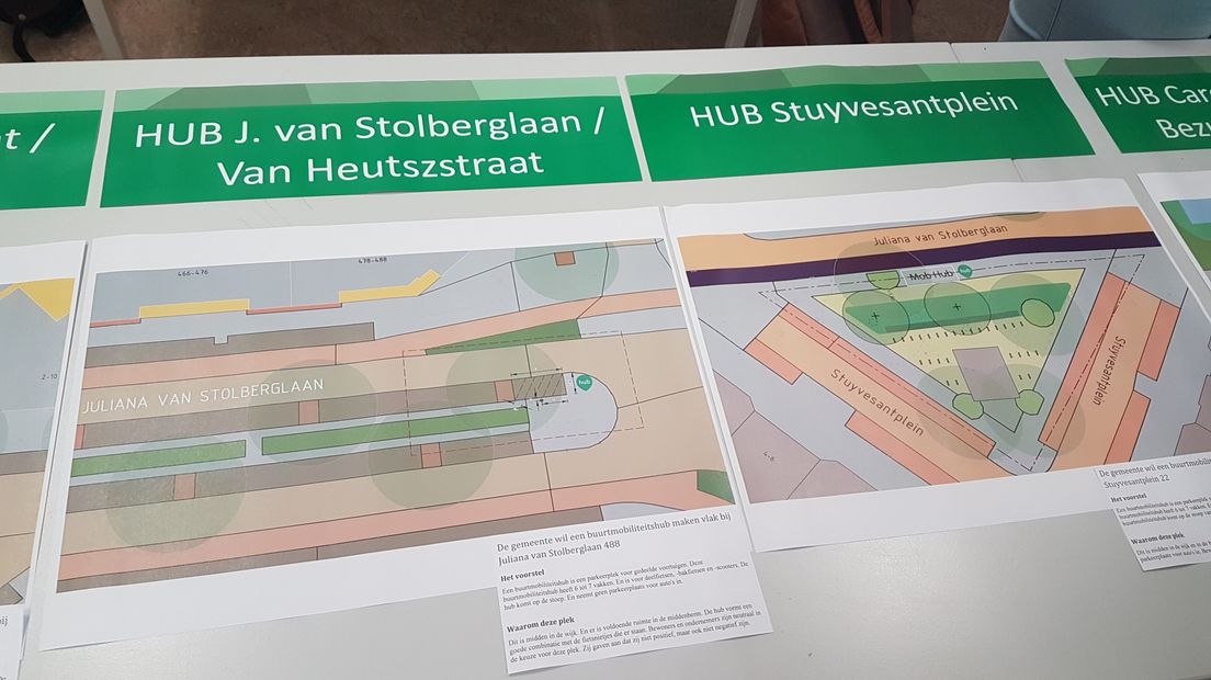 Schetsen van de plannen tijdens de inloopavond