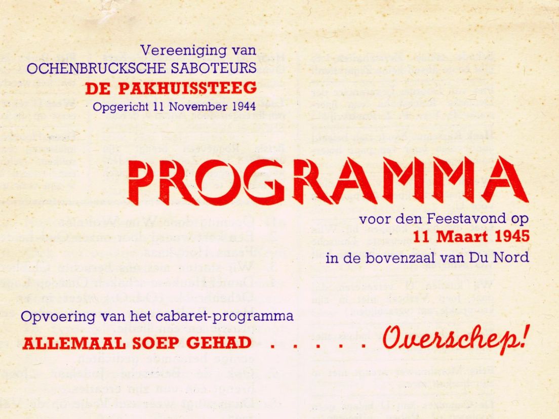 Programmaboekje uit 1946 voor een door Daan Hooykaas belegde samenkomst van voormalig tewerkgestelden.
