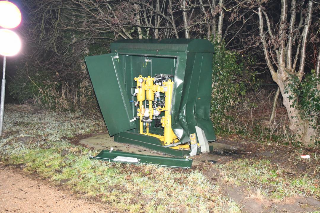 Gasverdeelstation Noordwelle kapot gereden, voertuig spoorloos