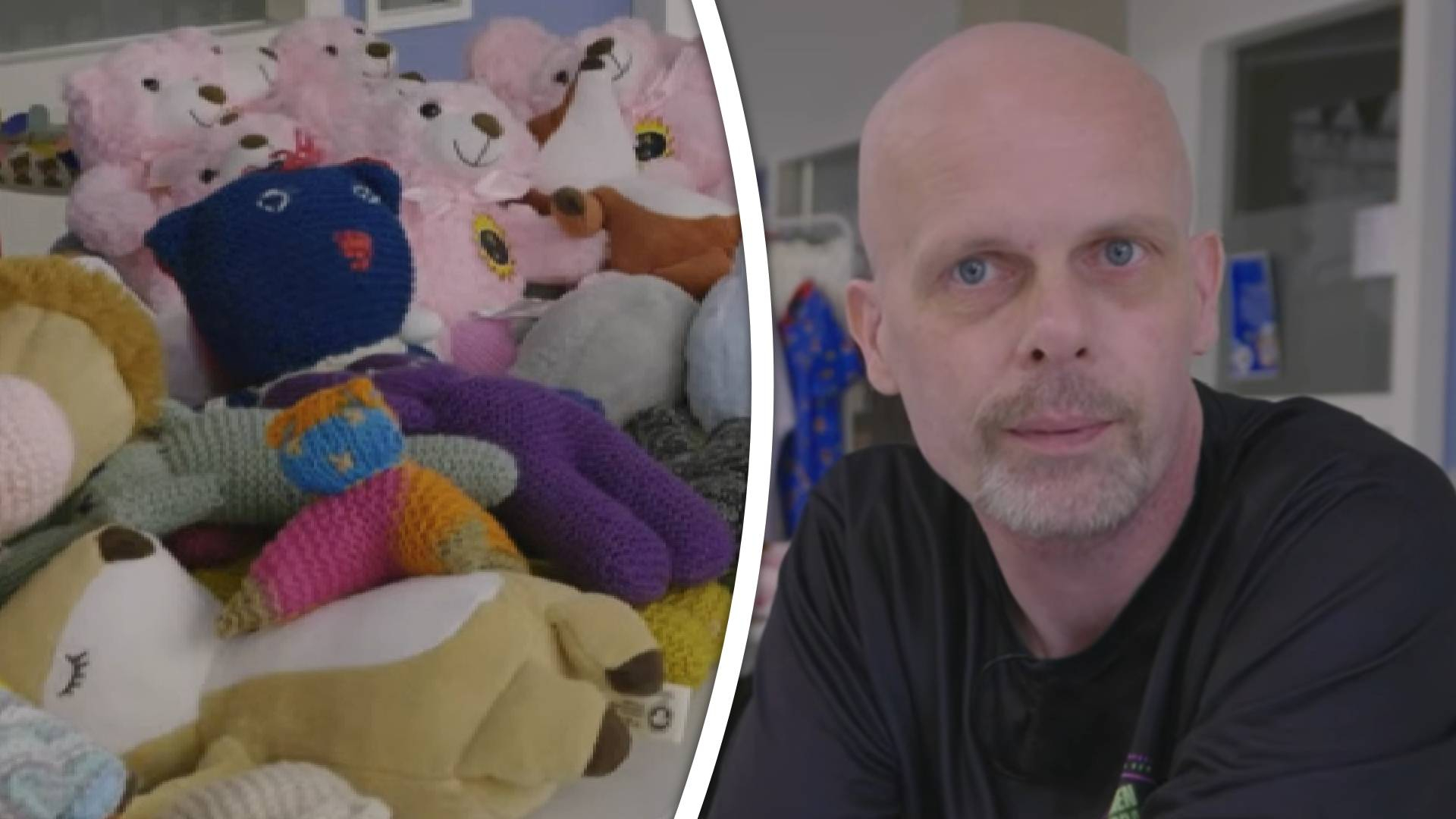 Ongeneeslijk zieke Ben (43) deelt speelgoed en knuffels uit.
