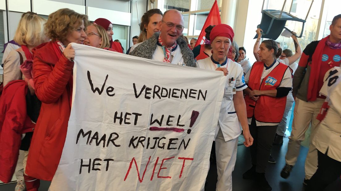 Het ziekenhuispersoneel voerde actie in november. I