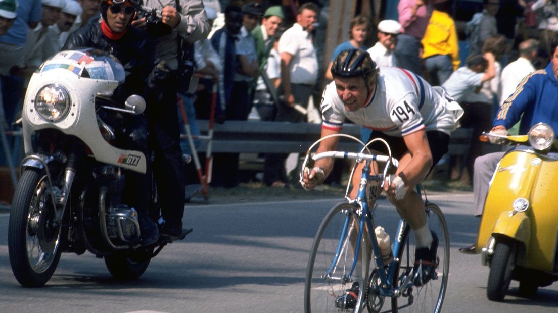 Hennie Kuiper op weg naar goud tijdens de Olympische Spelen van 1972 in München.