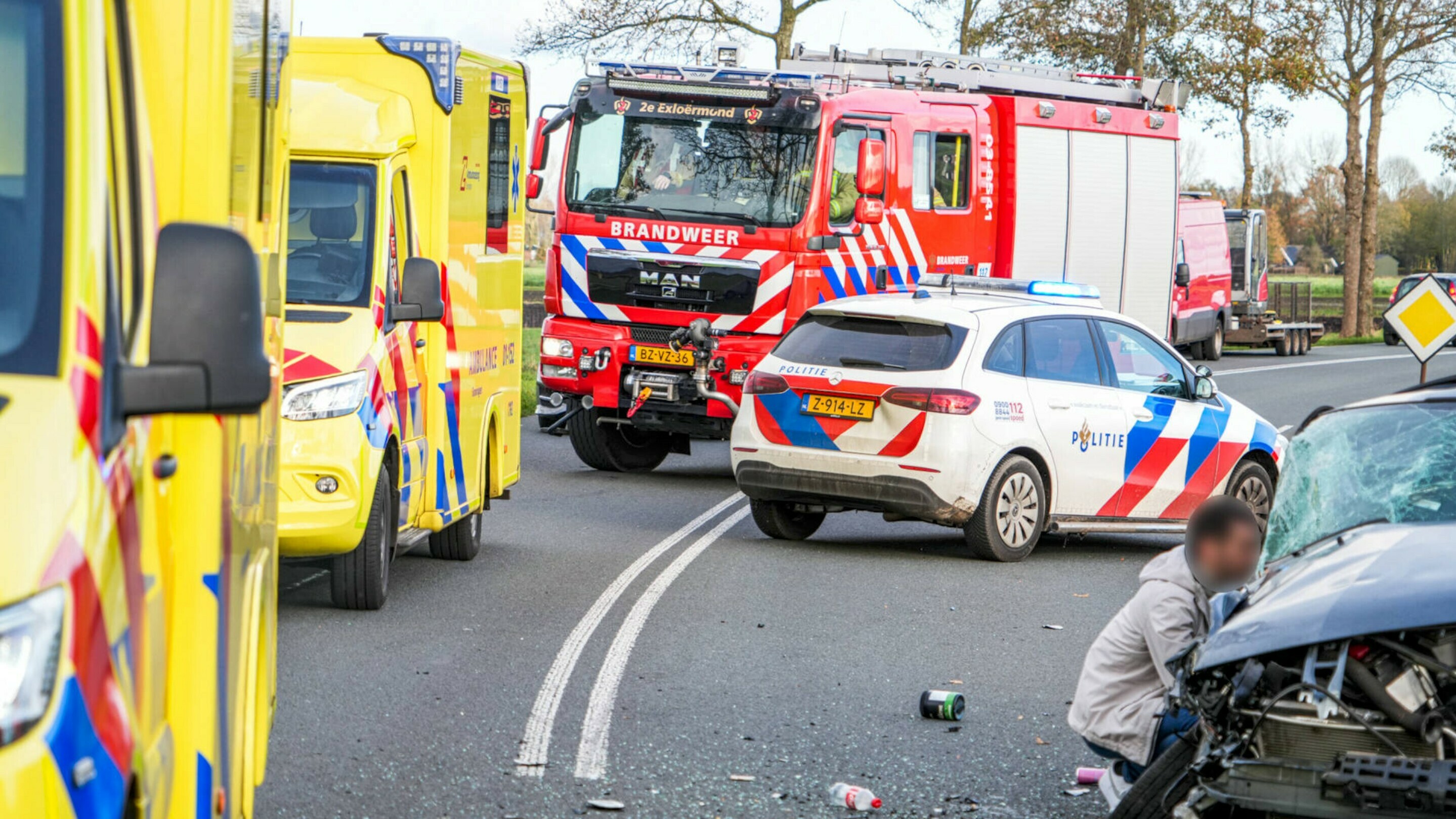 Twee gewonden bij botsing in Exloërveen.