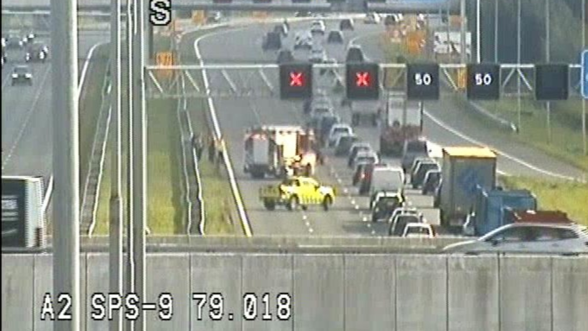 Vertraging op A2 door ongeval, weg weer vrijgegeven