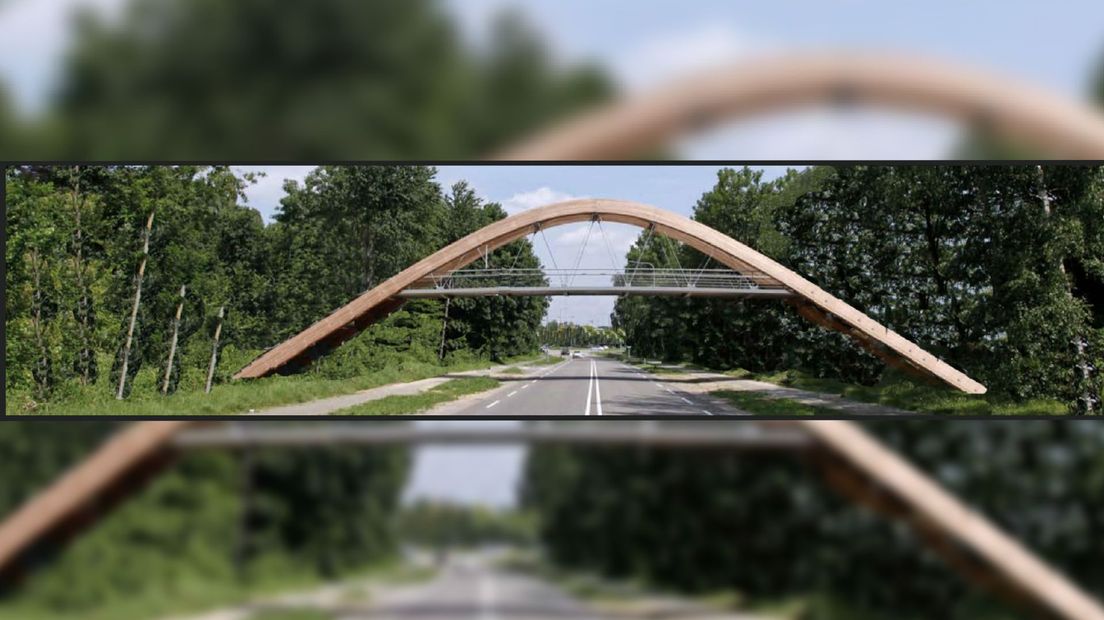 Impressie van de toekomstige fietsbrug over de N35