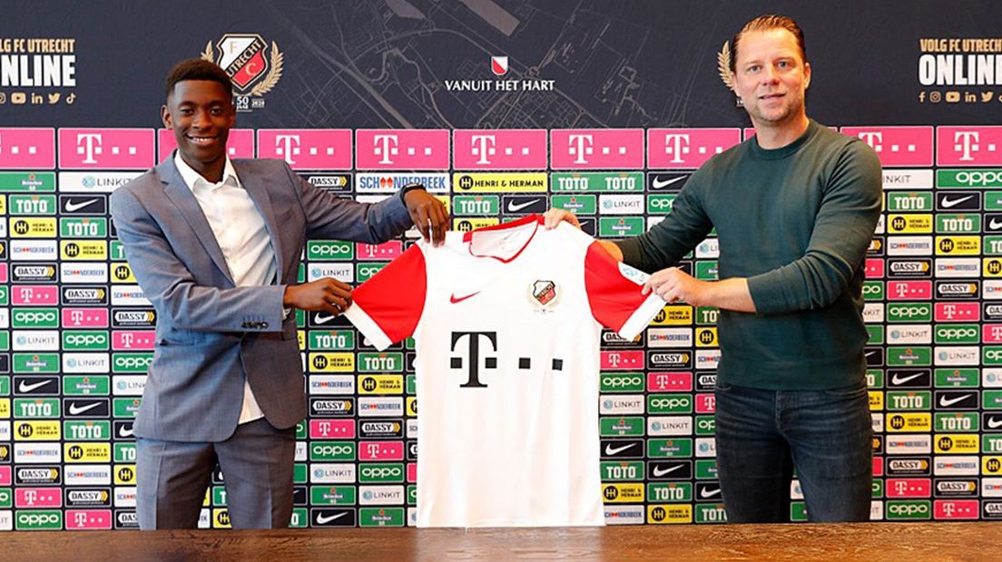 Derensili Sanches Fernandes nog bij zijn presentatie als speler van FC Utrecht in 2020