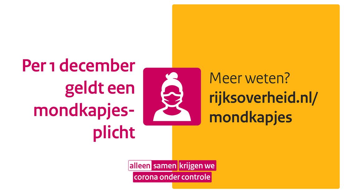 Mondkapjesplicht per 1 december.