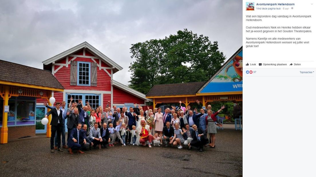 De felicitaties van Avonturenpark Hellendoorn op Facebook
